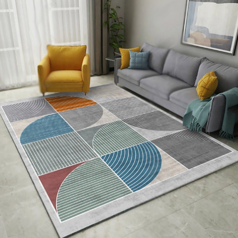 Stylish Multicolor Modernist Rug Polyester Geometric Pattern Rug Washable Pet Friendly Non-Slip Carpet for Living Room