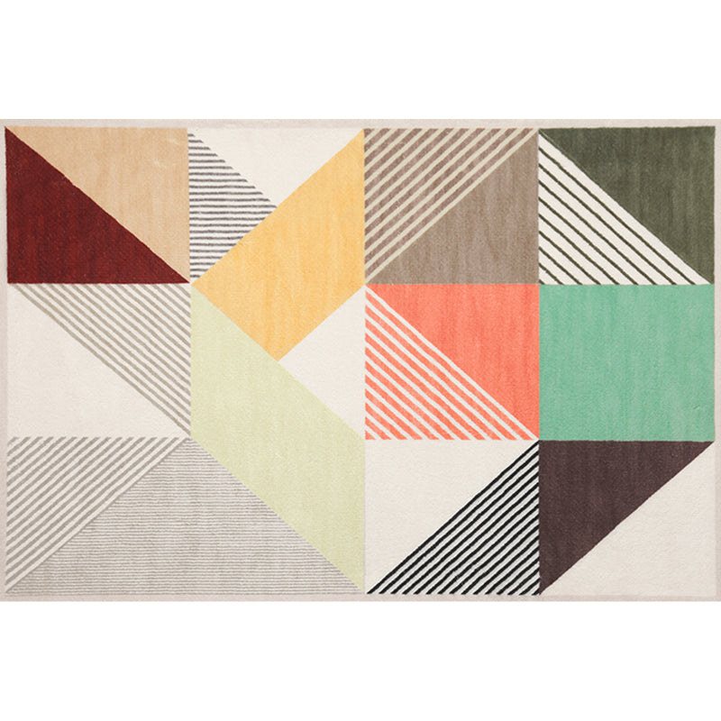 Multicolor Striped Pattern Rug Polyester Modern Rug Washable Anti-Slip Pet Friendly Area Rug for Living Room