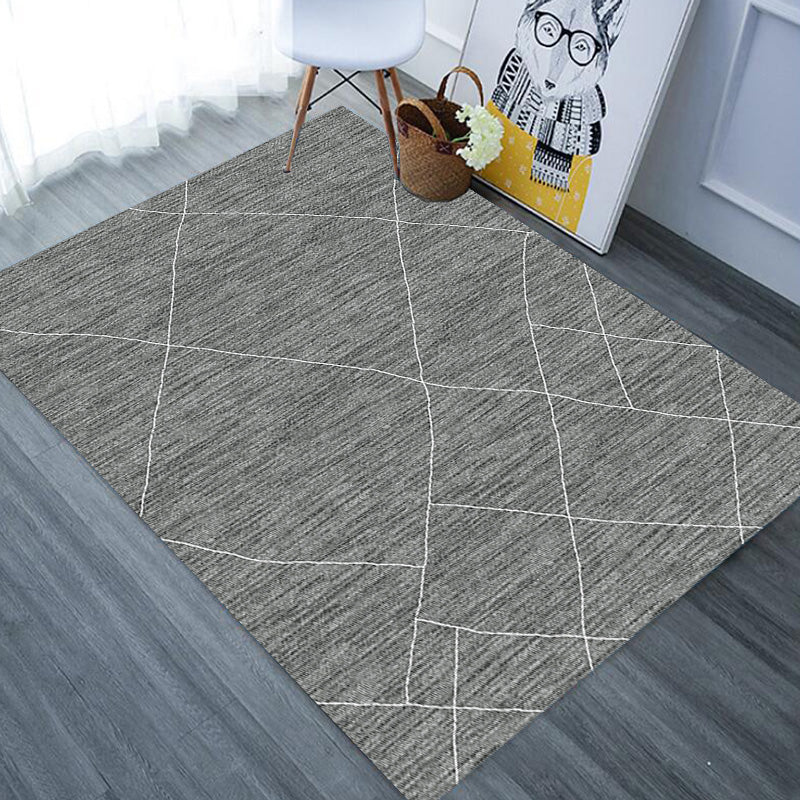 Creative Grey Modernist Rug Polyester Geometric Rug Washable Pet Friendly Non-Slip Carpet for Living Room