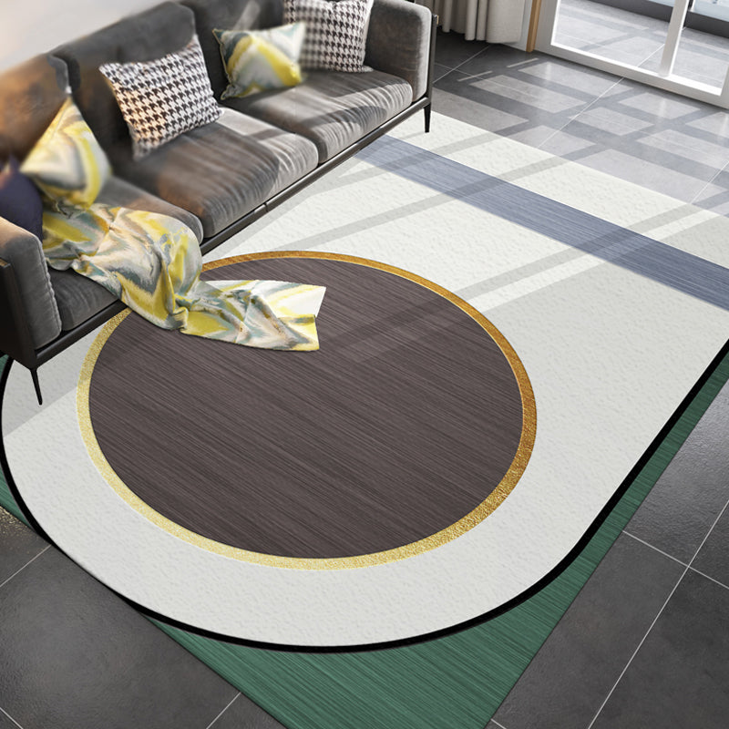 Multicolor Geometric Pattern Rug Polyester Modernism Rug Washable Anti-Slip Pet Friendly Area Rug for Study