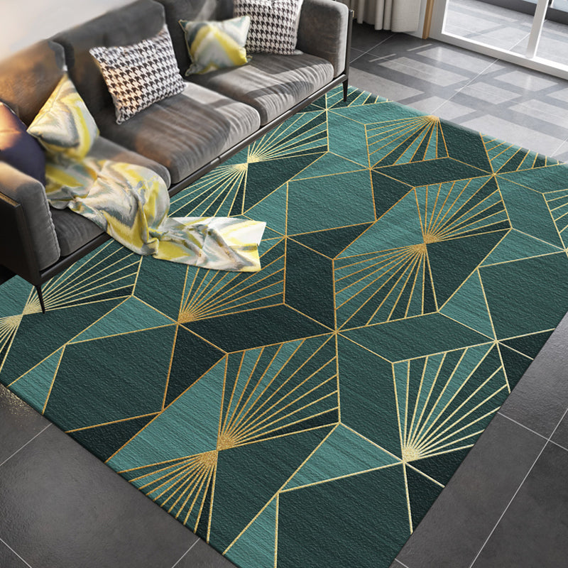 Multicolor Geometric Pattern Rug Polyester Modernism Rug Washable Anti-Slip Pet Friendly Area Rug for Study