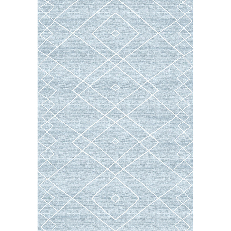 Funky Modernism Rug Blue and Grey Geometric Pattern Rug Pet Friendly Anti-Slip Washable Area Rug for Decoration