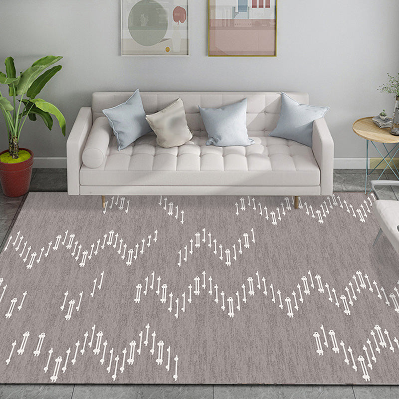 Funky Modernism Rug Blue and Grey Geometric Pattern Rug Pet Friendly Anti-Slip Washable Area Rug for Decoration