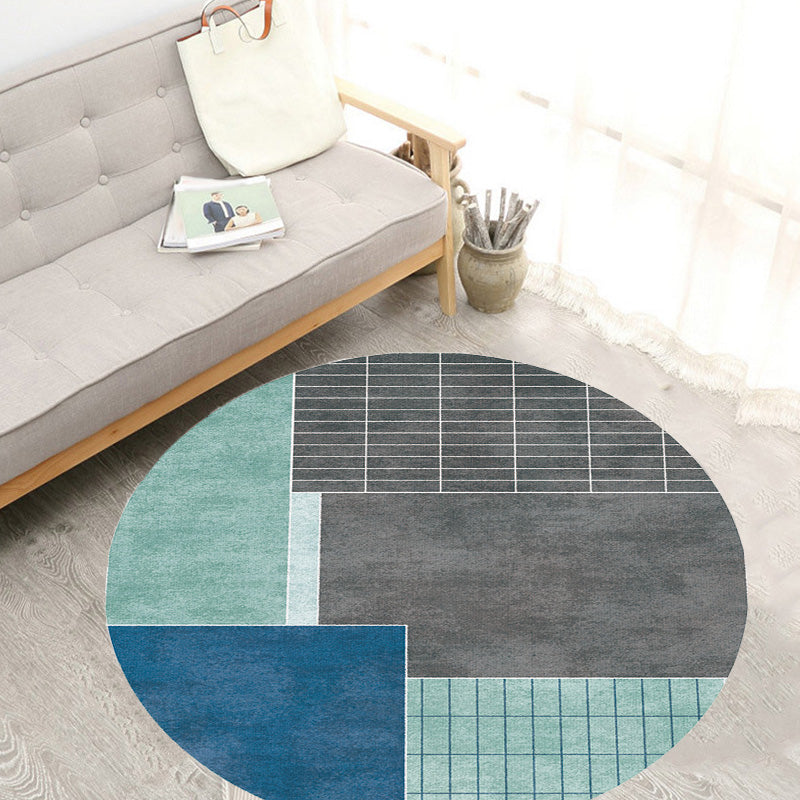 Multicolor Colorblock Geometric Pattern Rug Polyester Modern Rug Washable Anti-Slip Pet Friendly Area Rug for Living Room