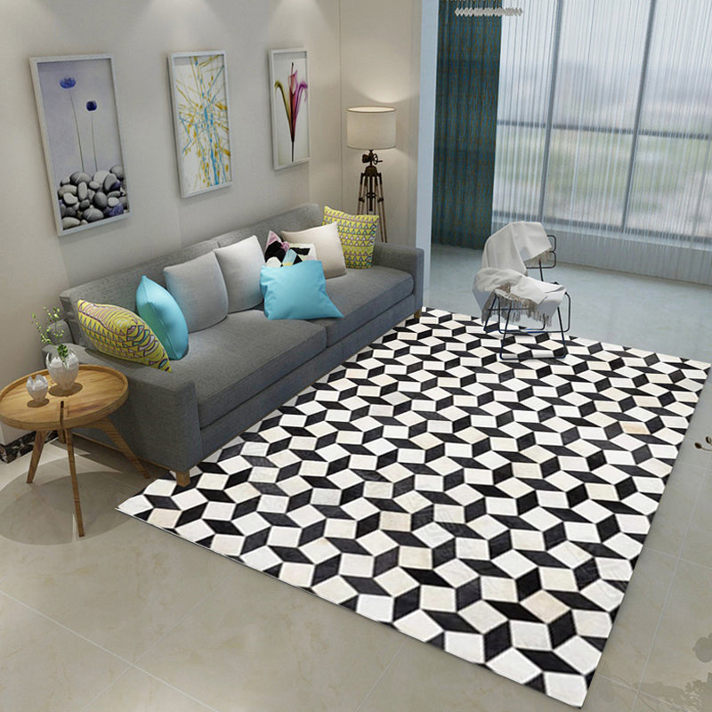 Multicolor Geometric Pattern Rug Polyester Contemporary Rug Washable Anti-Slip Pet Friendly Area Rug for Study
