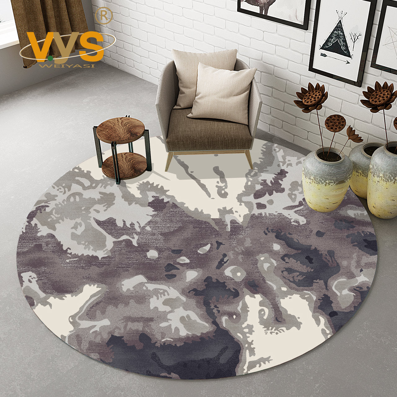 Modernist Abstract Rug Multicolor Polyester Rug Non-Slip Backing Washable Pet Friendly Carpet for Home