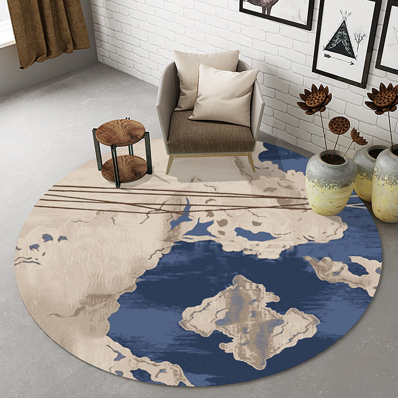 Modernist Abstract Rug Multicolor Polyester Rug Non-Slip Backing Washable Pet Friendly Carpet for Home