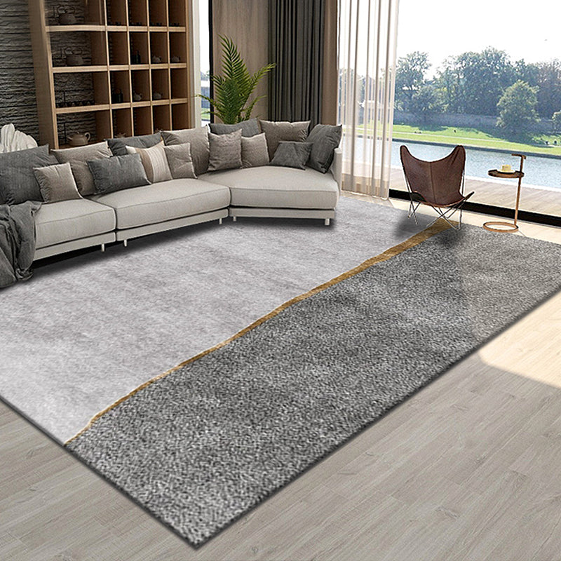 Modernist Colorblock Rug Black Multicolor Polyester Rug Non-Slip Backing Washable Pet Friendly Carpet for Home