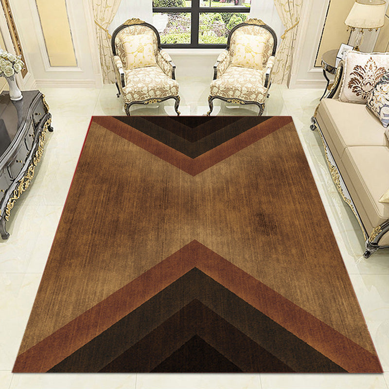Contemporary Geometric Pattern Rug with Stripe Multicolor Polyester Rug Non-Slip Backing Washable Pet Friendly Carpet for Bedroom