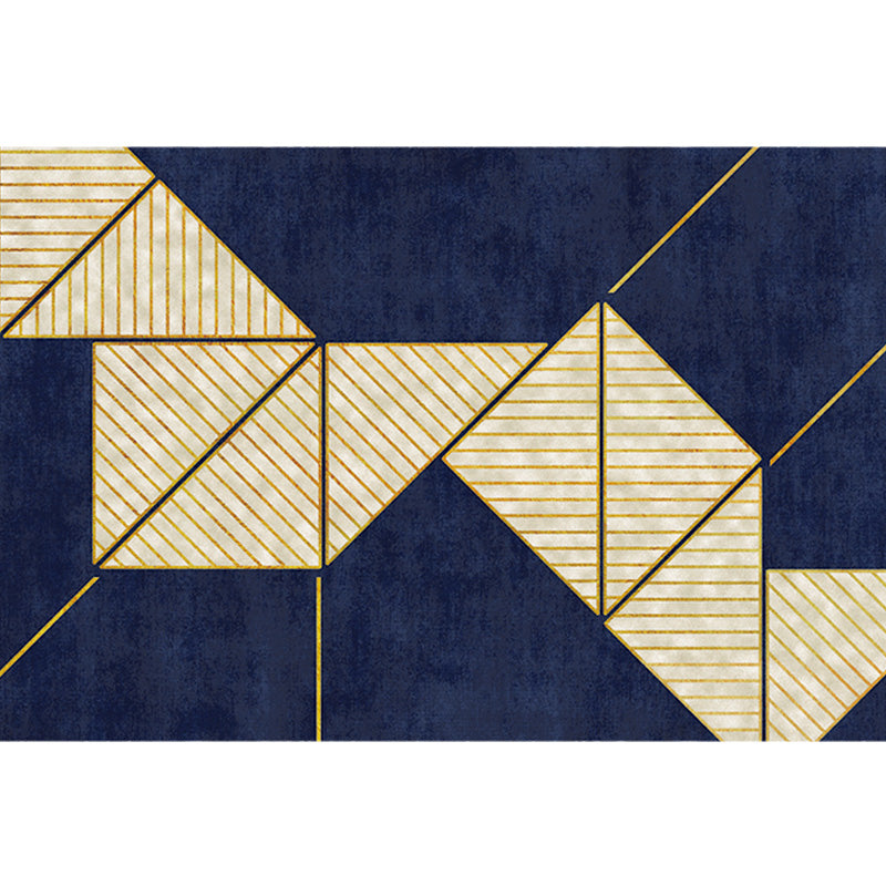 Contemporary Geometric Pattern Rug with Stripe Multicolor Polyester Rug Non-Slip Backing Washable Pet Friendly Carpet for Bedroom