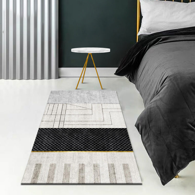 Modernist Geometric Pattern Rug Multicolor Polyester Rug Non-Slip Backing Washable Pet Friendly Carpet for Bedroom
