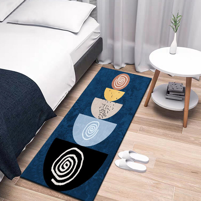 Modernist Geometric Pattern Rug Multicolor Polyester Rug Non-Slip Backing Washable Pet Friendly Carpet for Bedroom