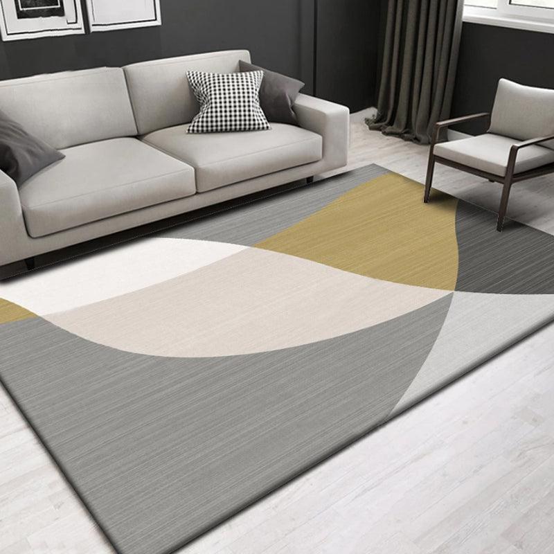 Multicolor Geometric Pattern Rug Polyester Modern Rug Washable Anti-Slip Pet Friendly Area Rug for Living Room