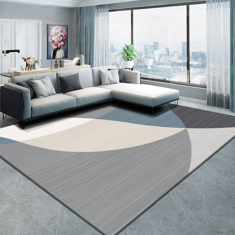 Multicolor Geometric Pattern Rug Polyester Modern Rug Washable Anti-Slip Pet Friendly Area Rug for Living Room