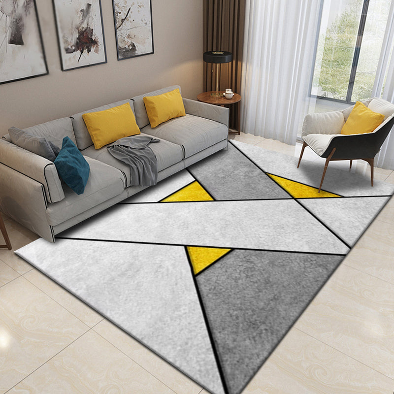 Multicolor Geometric Pattern Rug Polyester Modern Rug Washable Anti-Slip Pet Friendly Area Rug for Living Room