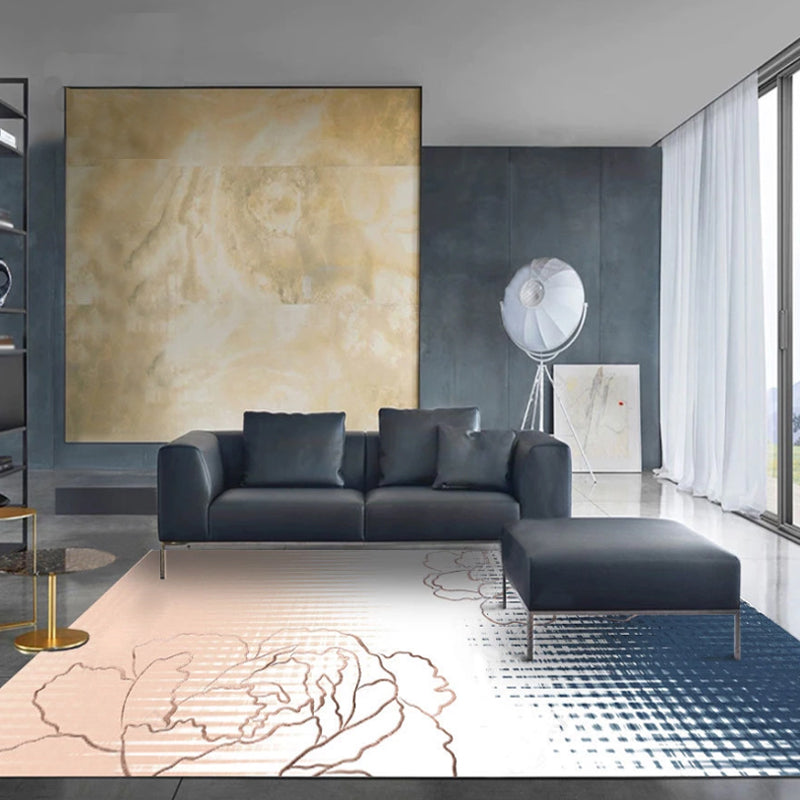 Multicolor Ombre Pattern Rug Polyester Modern Rug Washable Anti-Slip Pet Friendly Area Rug for Living Room