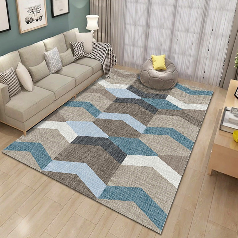 Unique Multicolor Modernist Rug Polyester Geometric Rug Washable Pet Friendly Non-Slip Carpet for Living Room
