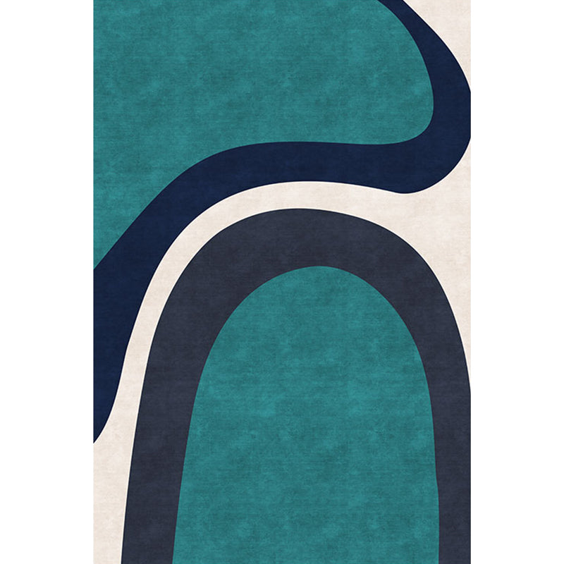 Modern Colorblock Rug Green Polyester Rug Non-Slip Backing Washable Pet Friendly Carpet for Home