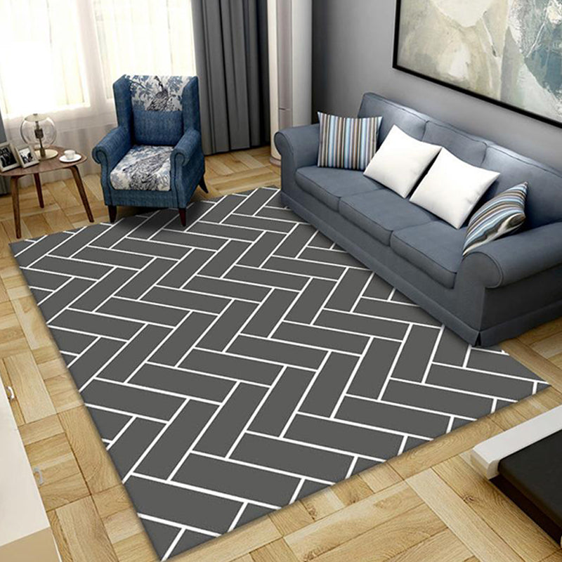 Geometric Pattern Rug Polyester Nordic Rug Washable Anti-Slip Pet Friendly Area Rug for Living Room