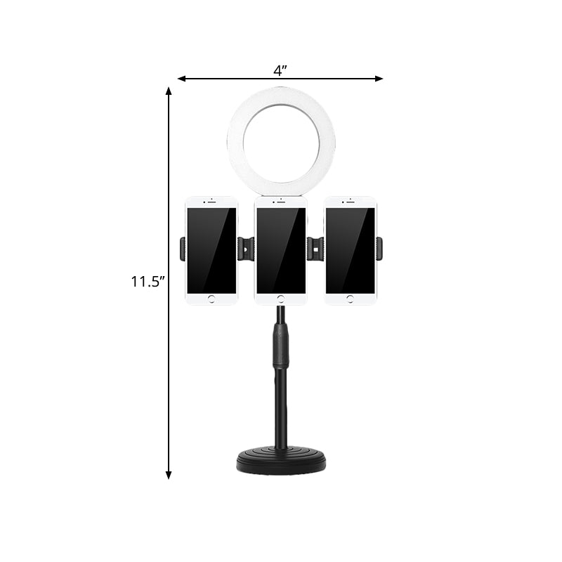 Phone Support LED Fill Flush Lamp Modern Black Finish USB Vanity Light with Round Metal Shade