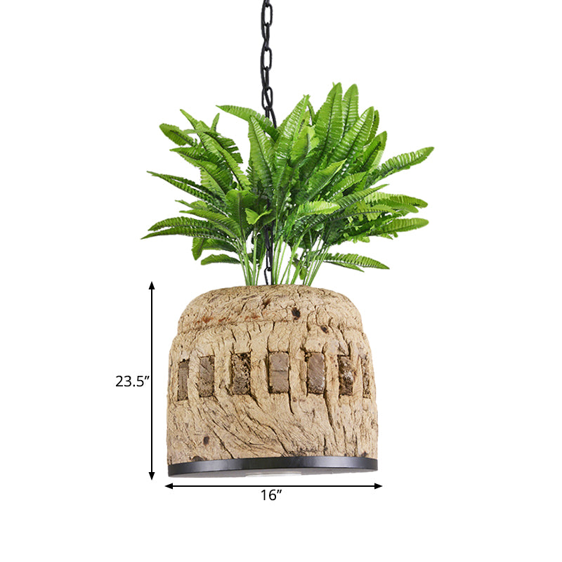 1 Light Pendant Lamp Factory Dining Room Plant Hanging Light Kit with Dome Resin Shade in Green