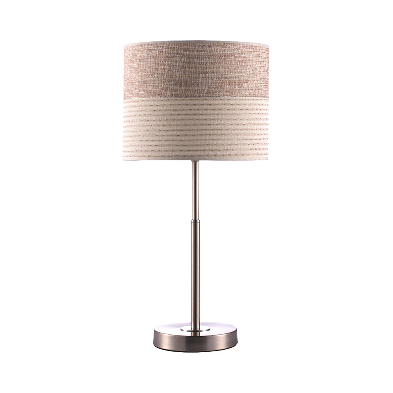 Tissu d'éclairage de nuit du cylindre contemporain 1 lampe de chevet de chevet à 1 lumière en gris crème