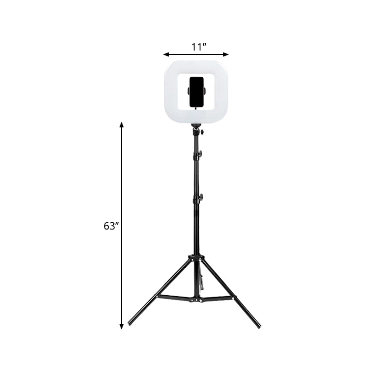 Metal Squared LED Fill-in Flash Light Modern Black USB Vanity Lamp with Tripod Stand