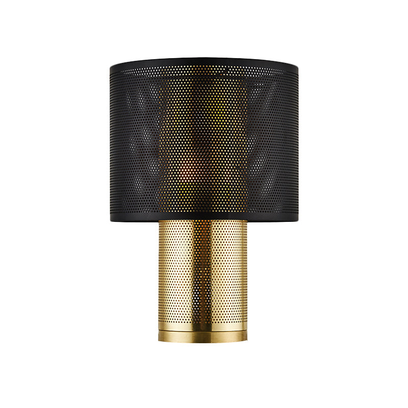 Simplicidad Dual Cilindro Mesa de noche Light Metal 1 Bulbo Lámpara de noche de noche en negro/blanco