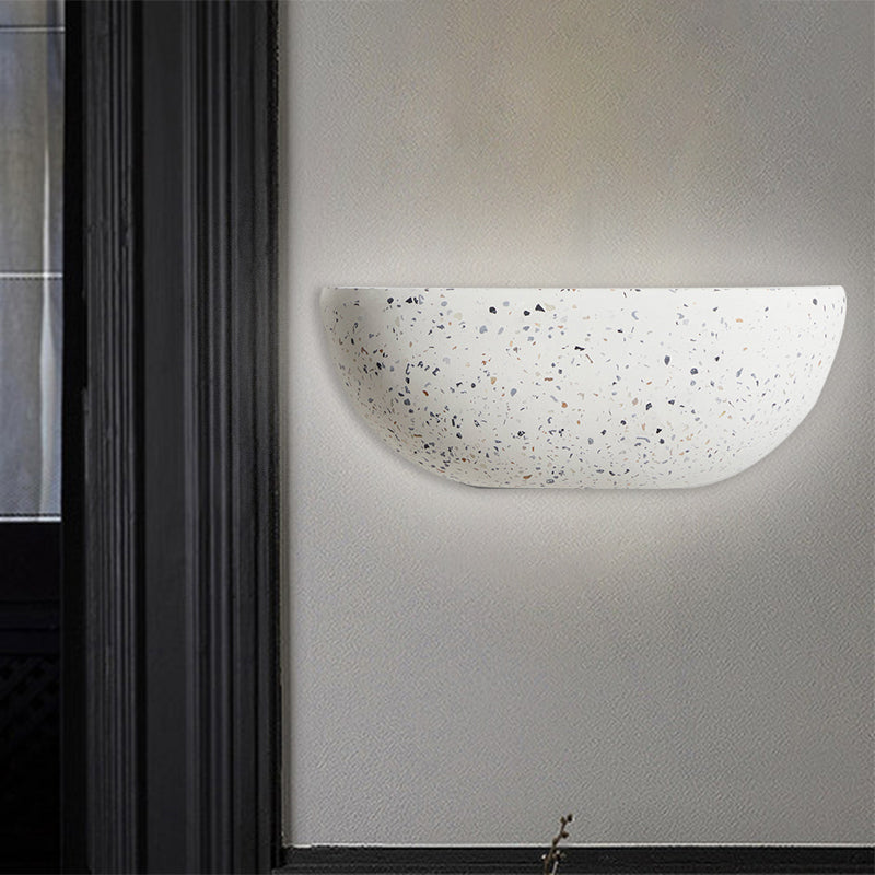 Contemporary Bowl Wall Lamp Stone 1 Light Corridor Wall Mount Light Fixture in White