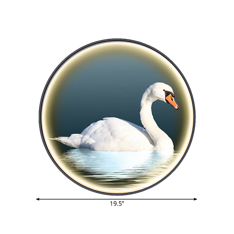 Mur de chambre ronde Mur-Mural lampe de lampe métallique Asie Swan LED LED Surface Murce de paroi en blanc, gauche / droite