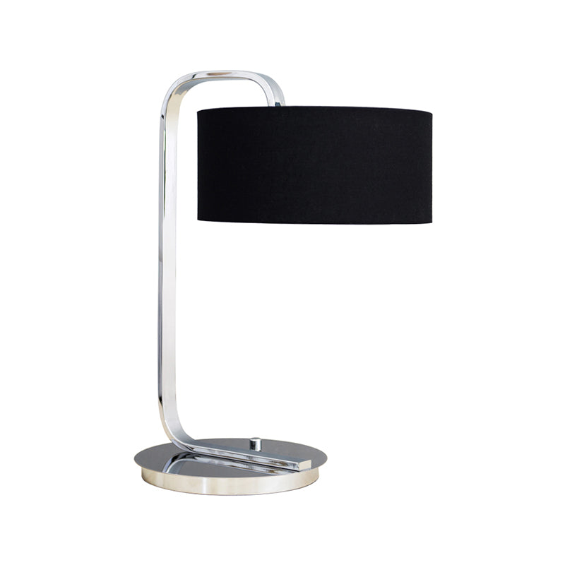 Eenvoud 1-Bulb nachtkastje licht zwart/witte cilinder nachttafellamp met stofschaduw voor het bedzijde