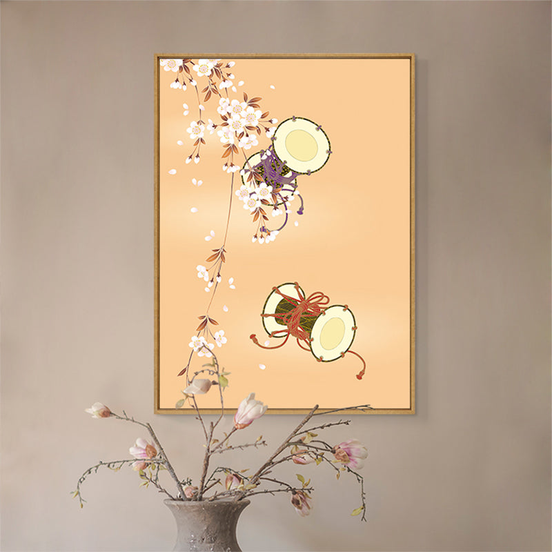 Toile murale Kotsuzumi tambour à main, décoration murale japonaise de couleur douce pour salle à manger