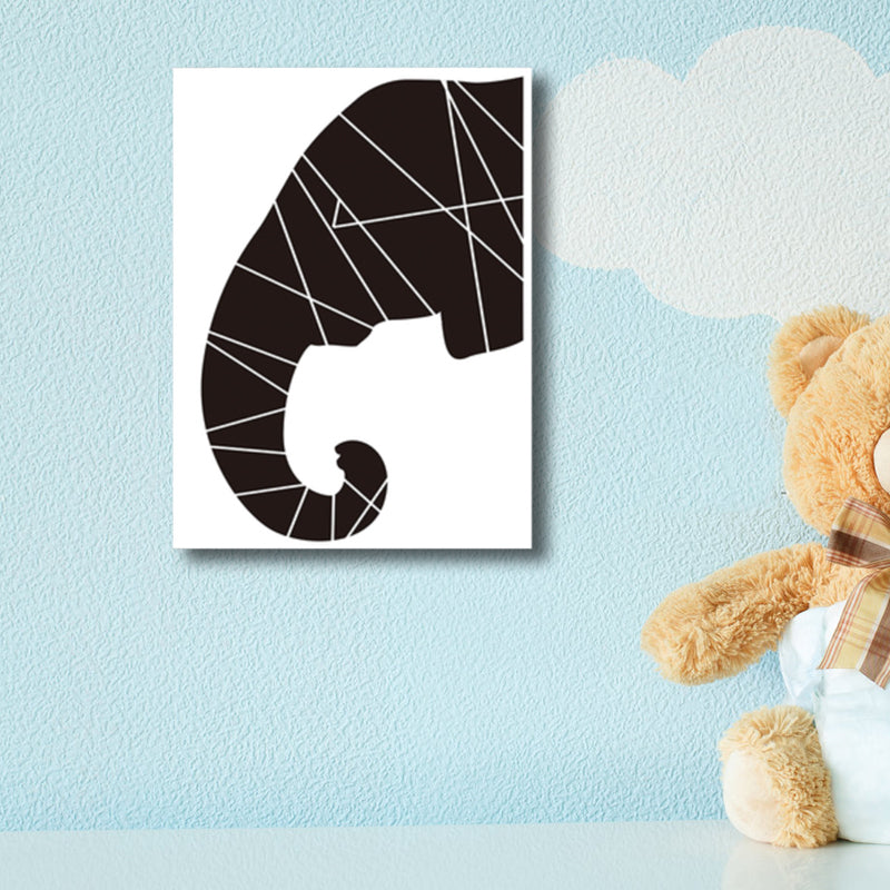 Black Elephant Wall Decor Animal Children's Art Textured Canvas Print for Living Room