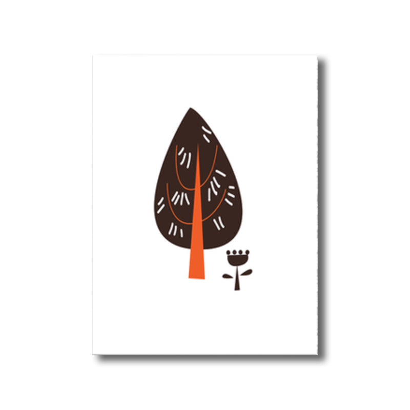 Scandinavian Style Upright Tree Canvas Print Botanical View Wall Art Decor in Brown