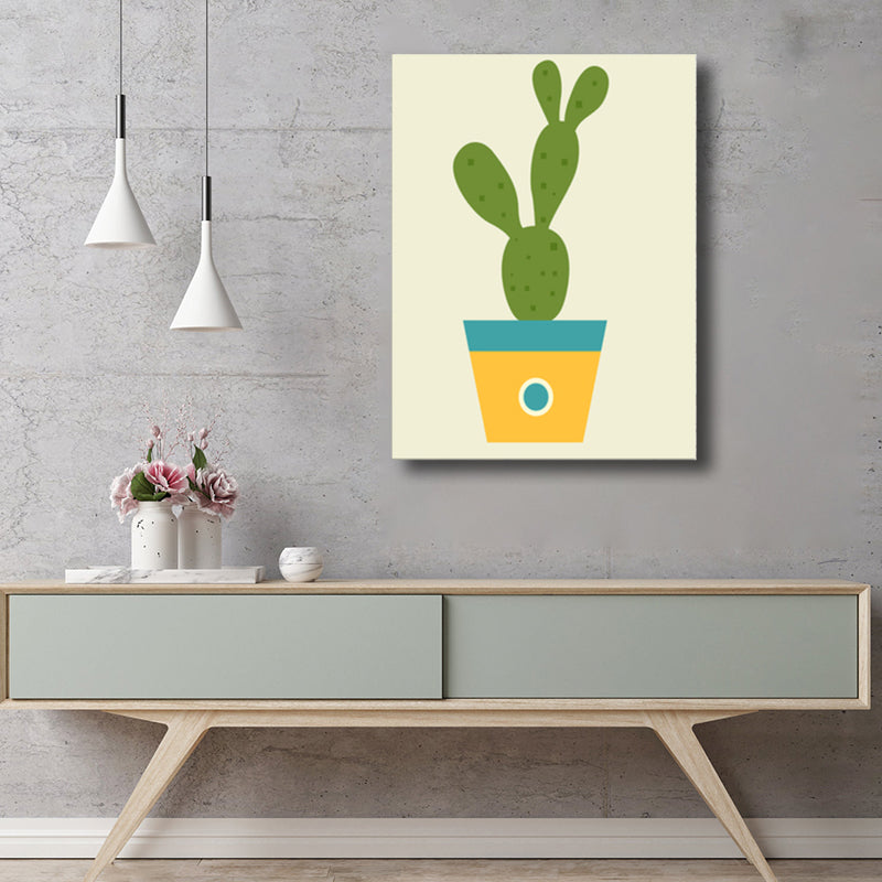Cactus Potting Art Print Texturé Décoration murale intérieure de maison scandinave en couleur claire