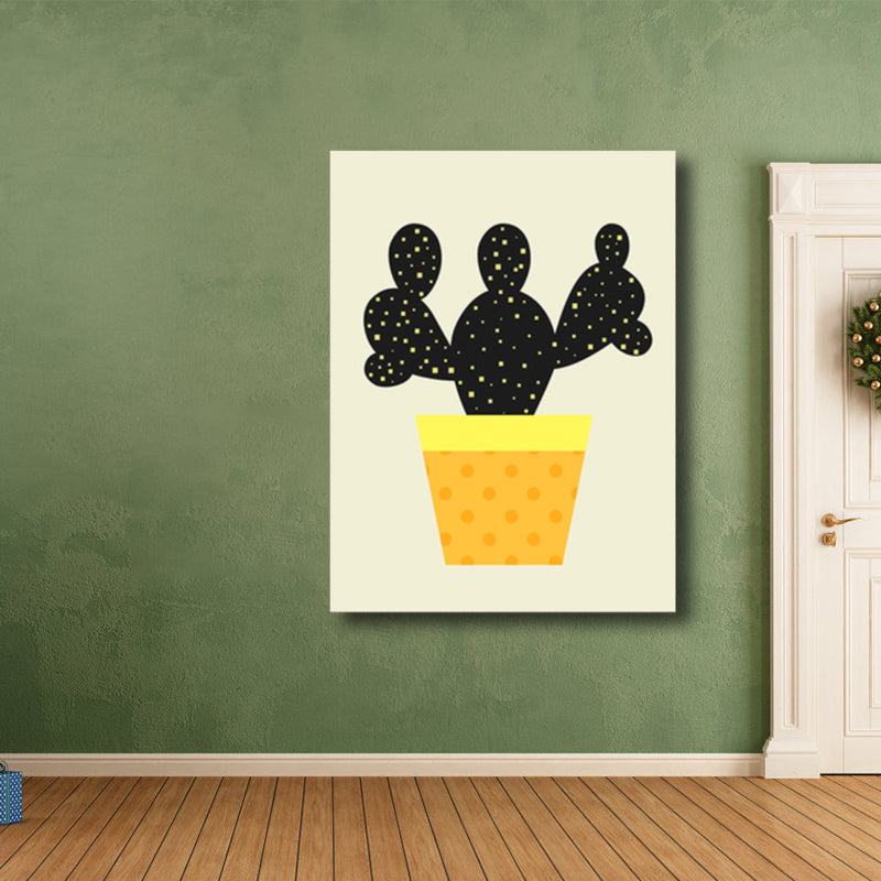 Cactus Potting Art Print Texturé Décoration murale intérieure de maison scandinave en couleur claire