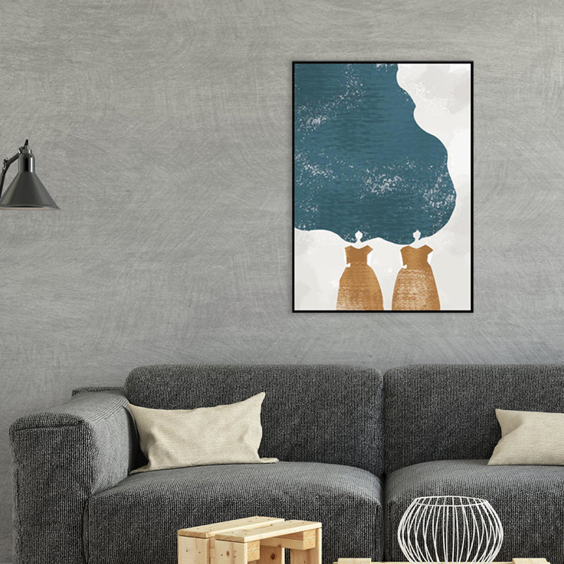 Toile imprimée de mode nordique pour femme, décoration murale texturée de couleur douce pour chambre à coucher