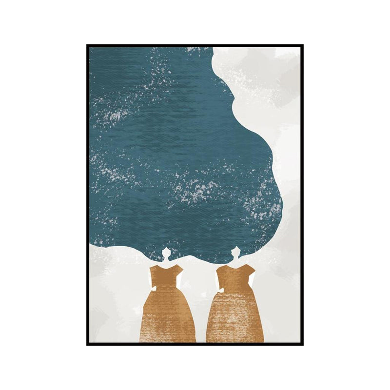 Toile imprimée de mode nordique pour femme, décoration murale texturée de couleur douce pour chambre à coucher