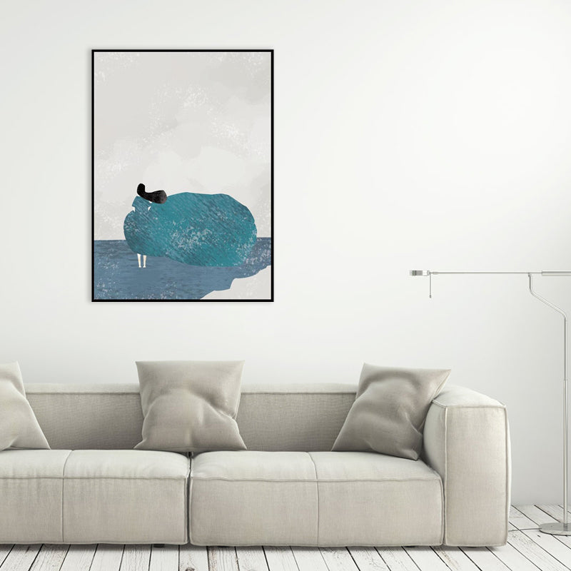 Toile imprimée de mode nordique pour femme, décoration murale texturée de couleur douce pour chambre à coucher