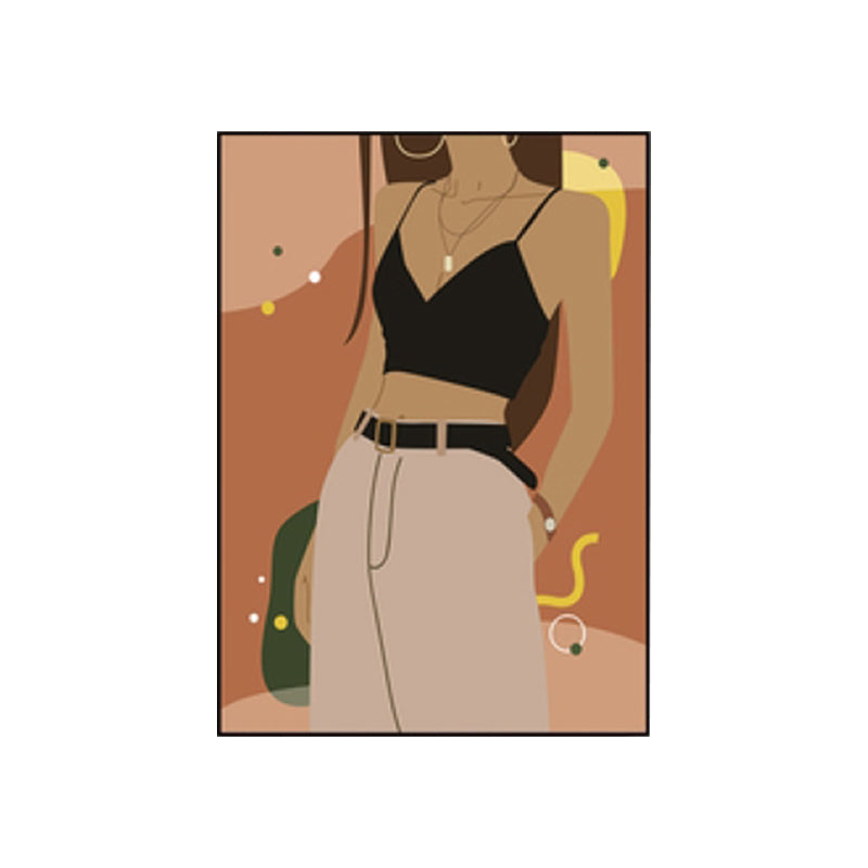 Illustration Girls Dress Wall Art Glam Cool Fashion Canvas Print in Soft Color for Room