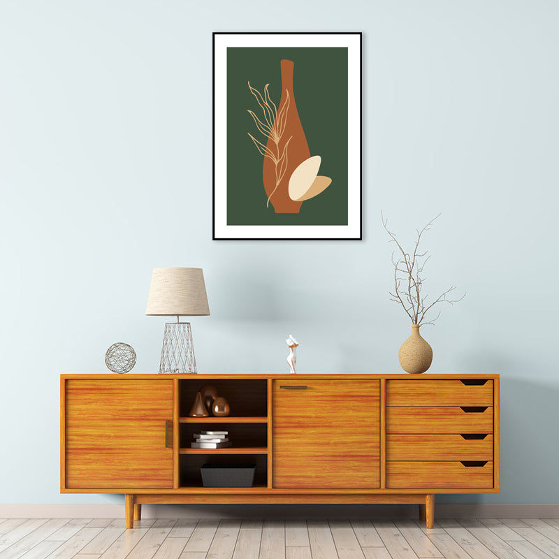 Still Life Pottery Drawing Art Print Nordic Textured Canvas in Soft Color for Home