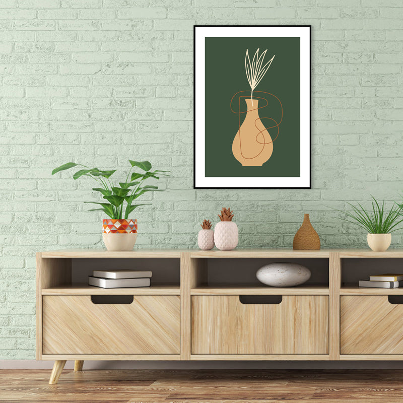 Still Life Pottery Drawing Art Print Nordic Textured Canvas in Soft Color for Home