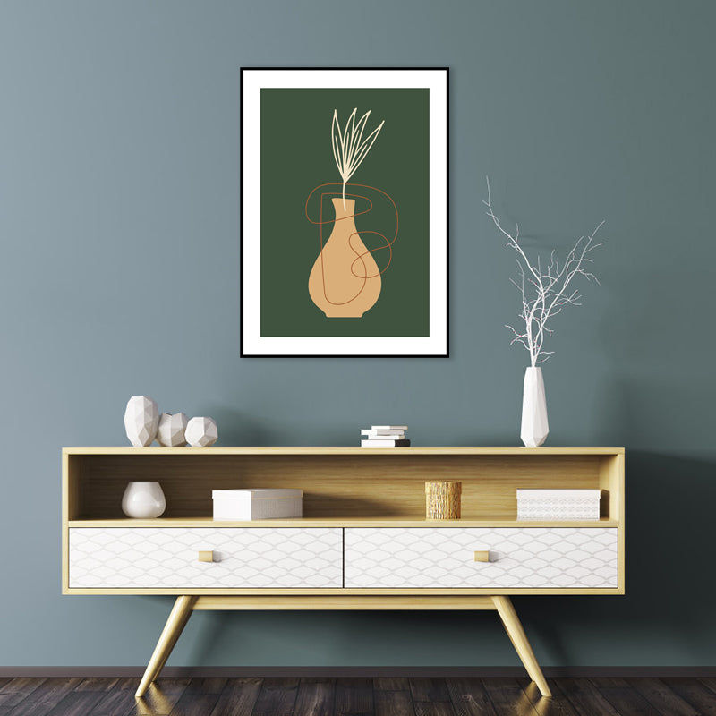 Still Life Pottery Drawing Art Print Nordic Textured Canvas in Soft Color for Home