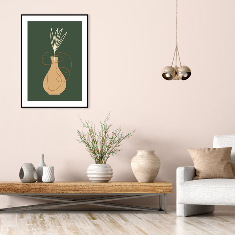 Still Life Pottery Drawing Art Print Nordic Textured Canvas in Soft Color for Home