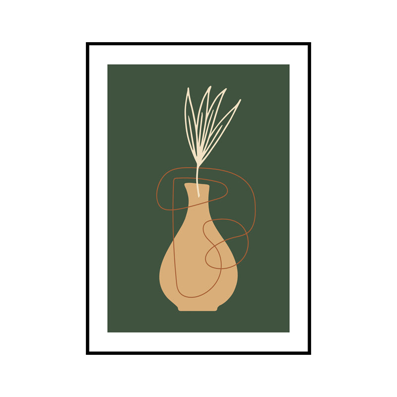 Still Life Pottery Drawing Art Print Nordic Textured Canvas in Soft Color for Home