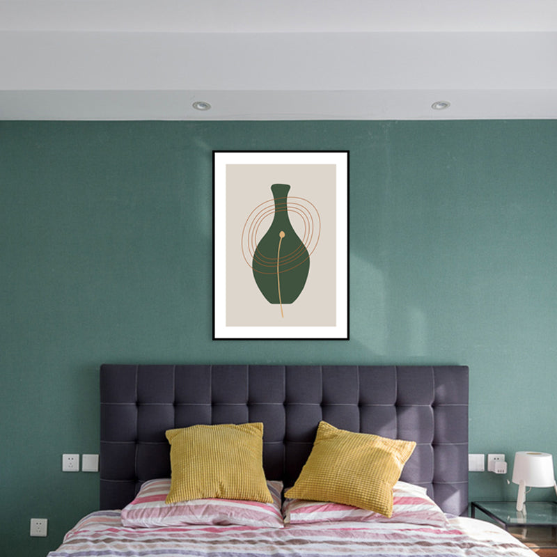 Still Life Pottery Drawing Art Print Nordic Textured Canvas in Soft Color for Home