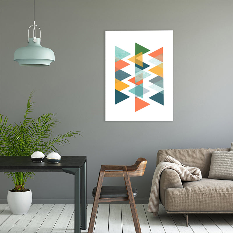 Toile graphique triangulaire scandinave, décoration murale à géométrie de couleur douce pour chambre à coucher, texturée