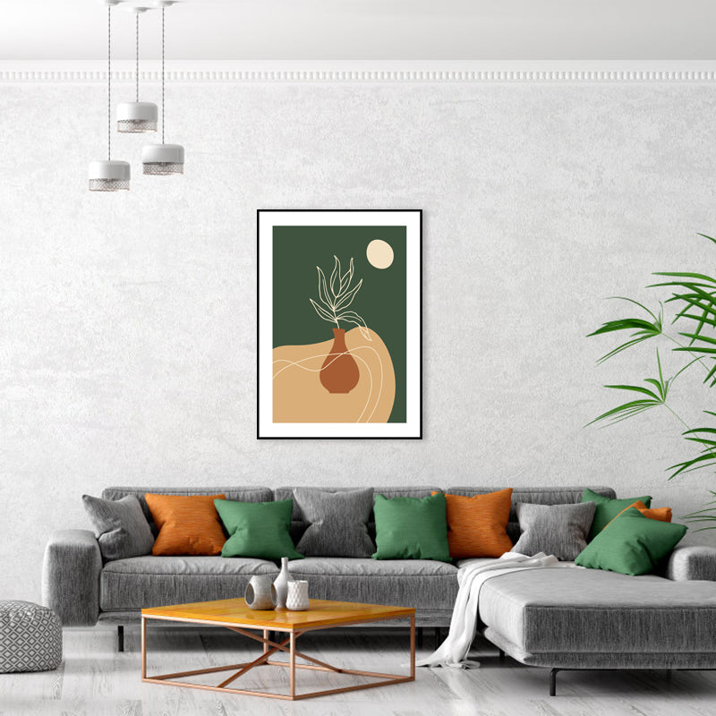 Toile de plante en Pot de couleur foncée, décoration murale texturée imprimée pour chambre, plusieurs tailles