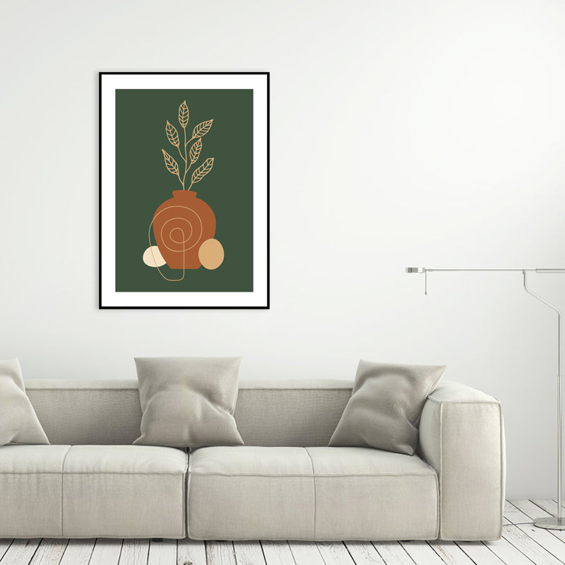Toile de plante en Pot de couleur foncée, décoration murale texturée imprimée pour chambre, plusieurs tailles