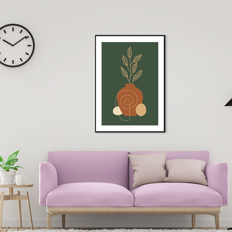 Toile de plante en Pot de couleur foncée, décoration murale texturée imprimée pour chambre, plusieurs tailles